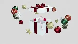 Christmas Gift Box Opening to Reveal Decorations. Seemless Loop. Royalty Free Animation 4K ULTRA HD