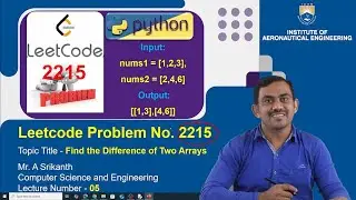 Find the Difference of Two Arrays | LeetCode Problem 2215 | Python Solution by Mr. A Srikanth