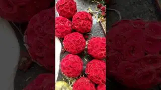 #Howtomake #Rosesflowerhangingballdecoration#stage#mandap#pooja#housewarmingceremony#festivaldecor