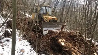 Bulldozer in forest work / instaling new drive way