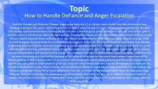 Ask Dr.  Doreen How to Handle Defiance and Anger Escalation
