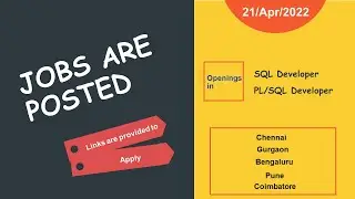 Job Openings 21/Apr/2022 | PL/SQL Developer