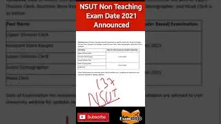 NSUT Non Teaching Exam Date 2021 Announced  