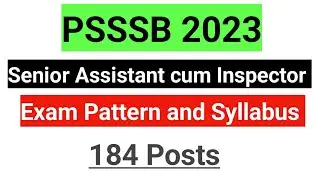 PSSSB Senior Assistant cum Inspector Syllabus ||