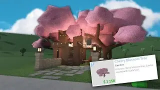 building a BLOXBURG TREE HOUSE in the NEW UPDATE CHERRY BLOSSOM TREE