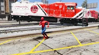 GTA 5 Spiderman VS Train┃Crazy Attempts to Stop The Train Compilation