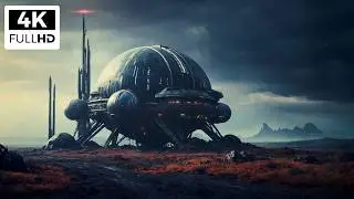 Sci-Fi Megastructure on Rainy Planet 4K Live Wallpaper