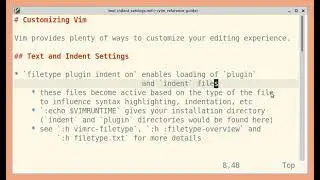 Customizing Vim: text and indent settings