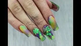 Летний маникюр/Виноградная лоза/Виноград на ногтях