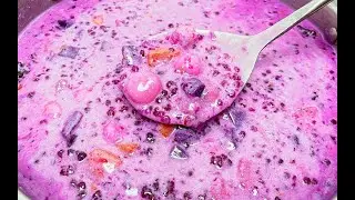 Ginataang Bilo Bilo with Ube and Sago - Glutinous Rice Balls (Filipino Dessert Recipe)
