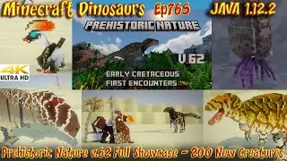 Prehistoric Nature Mod v62 Showcase Jurassic Creatures Minecraft JAVA 1.12.2 Dinosaurs Ep765
