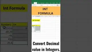 Int formula,How to Convert Decimal numbers in Integers.#shorts #excel #viral #viralvideo