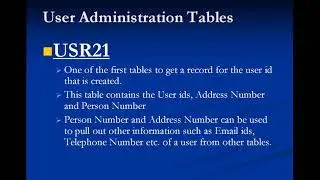 1. User Administration -  User Admin Tables - Part 21