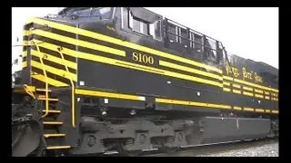NS 8100 on BNSF 5807 E met BNSF 7245 W @ Savanna & NS 1073 on BNSF 4128 @ Flag Ctr 5.23.13
