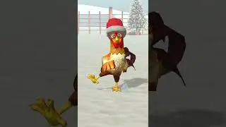 El gallo Bartolito bailando sobre la nieve en Navidad