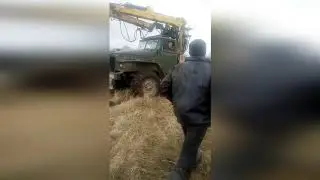 Ural logging Truck on tracks, with a leading trailer.Trial check-out.