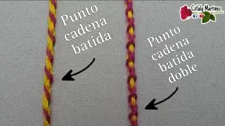 PUNTO CADENA BATIDO, PUNTO CADENA BATIDA DOBLE, PUNTOCADENA AZOTADA  - Citlaly Martinez 🌹