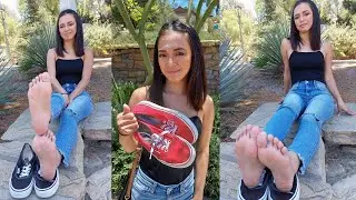 Quinn Shows Us Her Red & Black Vans at the Park