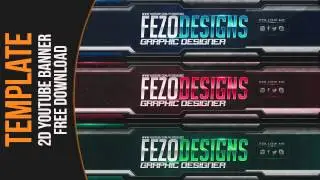 Free 2D YouTube Banner Template + CC Pack | FezoDesigns