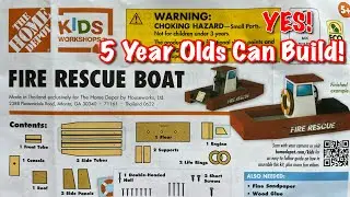 YES! 5 Year Olds Can Build Home Depot Kids Workshops | Fire Rescue Boat | #AllSeasonsUSA #U1Min