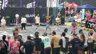 monster games crossfit competition 2024 lauren and Annie sqaut clean/ muscle up/ hspu.