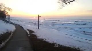 Frozen Lake Erie at Sunset , Lorain, Ohio