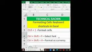 Keyboard shortcuts in Excel #excelinhindi  #excel  #excelinhindi #excelshortcutkey Part-5