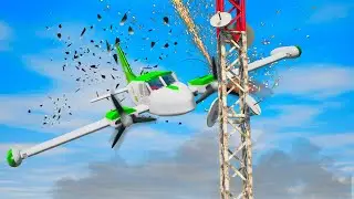 INTERNET TOWER vs PLANES - Airplane Crash in BRICK RIGS