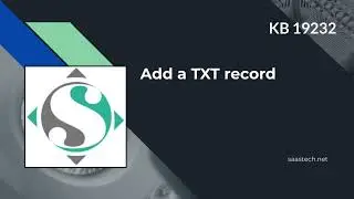 Add a TXT record KB 19232