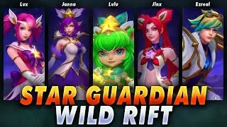 Ezreal, Jinx, Janna, Lulu, Lux Star Guardian Wild Rift Skin Spotlight