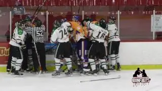 Eric Laplante Hits Hubert Poulin Into the boards causes line brawl 12 Mars 2017