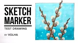 Sketchmarker test drawing #7 / Рисую маркерами Sketchmarker веточки вербы