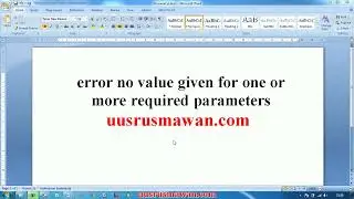 error no value given for one or more required parameters