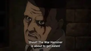 Eren tries to eat the war hammer titan