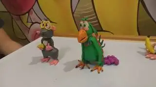 Буба,мышка и попугайчик из пластилина