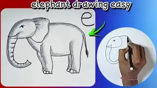 ELEPHANT drawing easy from alphabet E | Elephant Drawing With Alphabet E | Sumit Dhar Art
