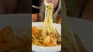 Easy Alfredo Mushroom Pasta with Shrimp 🦐  #shorts #alfredopasta #pastarecipe #quickrecipes