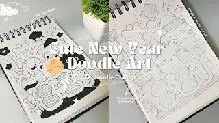 cute new year doodle art 2024 ♡ | aesthetic and ASMR 4k video | start to 2024 ⋆˚✿˖°