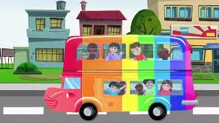 Wheels on the bus rainbow kids rhymes