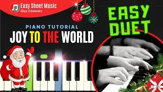 Joy to the World - Easy Christmas Piano Duet I Sheet Music for Beginners PDF I SLOW Tutorial
