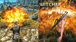Skyrim Vs Witcher 3 (Gameplay And Reaction Npc)