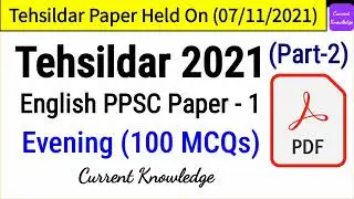 Tehsildar English Paper Evening 2021 Part 2 with PDF