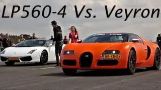 Bugatti Veyron -=MANSORY=- Exhaust Vs. Lamborghini Gallardo LP560-4! Dragrace! - 1080p HD
