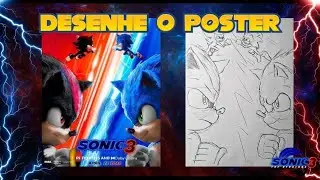 Como desenhar o poster (alternativo ) do sonic 3 - passo a passo/tutorial