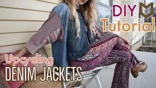 DENIM JACKET UPCYCLE | HOW TO MAKE BIGGER | SWEATER SLEEVE JACKET | DIY