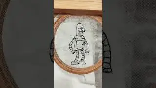 Embroidered Bender from the Fututama. Appliqué for a t-shirt. #shortsyoutube