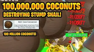 Killing Stump Snail With 100 Million Coconuts! Bee Swarm Simulator!