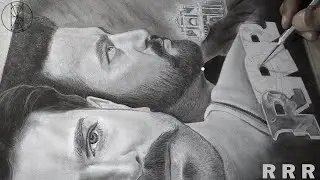 Ramcharan drawing & NTR drawing - (Timelapse )💙 #RRR