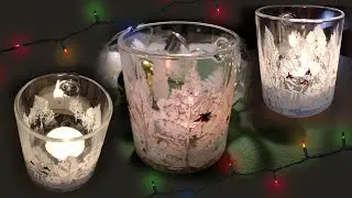 Новогодний подсвечник из стеклянного стакана, кружки или банки. Новогодний декор своими руками.