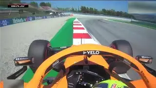 Lando Norris blocked by Mazepin and traffic on his Qualifying Lap - Spain